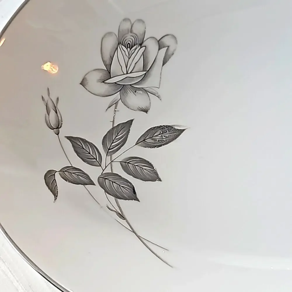 Queens Royal Fine China Japan Vintage Black Rose Pattern Serving Dish 10